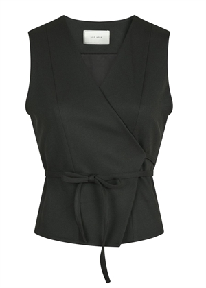 Samara Twill wrap waistcoat Sort Neo Noir